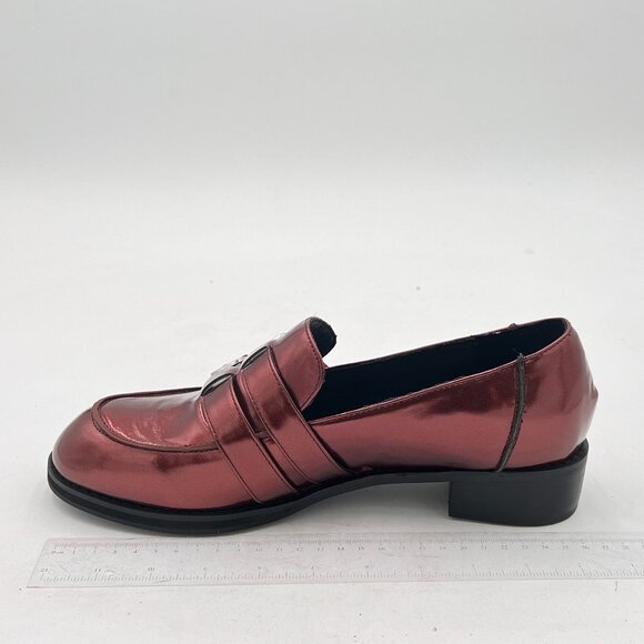 Pazzion Burgundy Girls Two Buckle Straps Pump Round Toe Low Chunky Heel Shoes - Picture 2 of 8